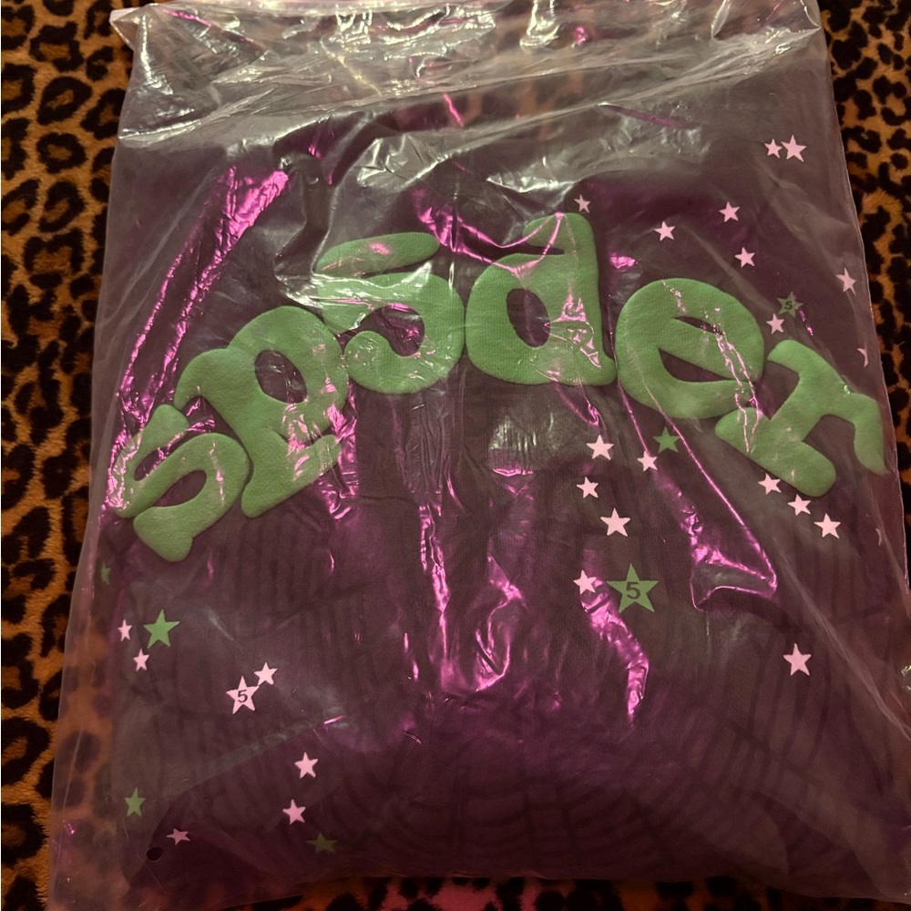 Sp5der green & grey hoodie